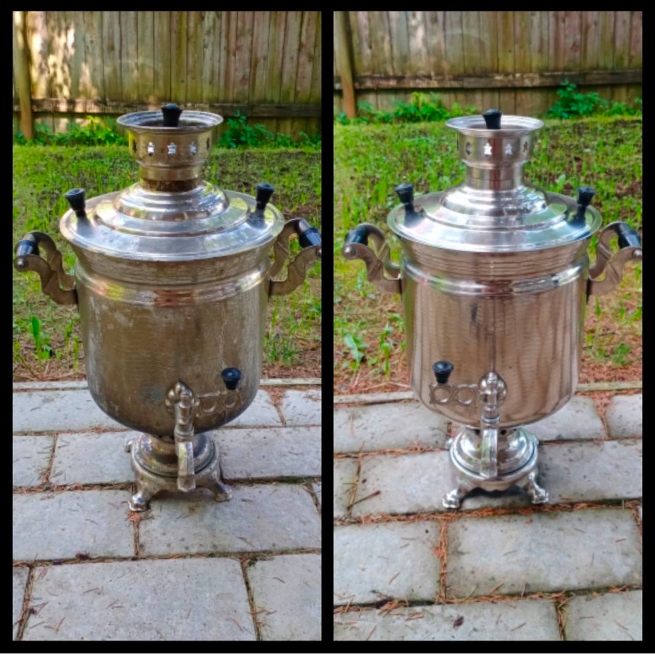 Фото самовару до і після використання засобу